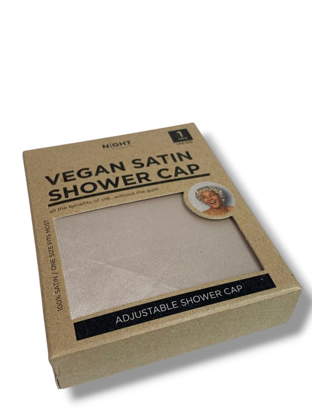 Night New Vegan Satin Shower Cap One Size Adjustable in Box